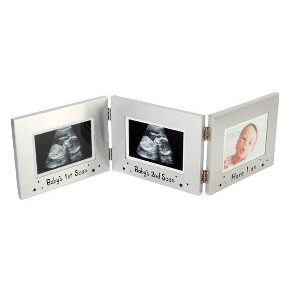 Juliana Aluminium Triple Photo Frame 1st Scan/2nd Scan/Here I Am