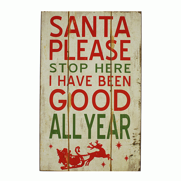 Christmas Santa Stop Here Wall Plaque