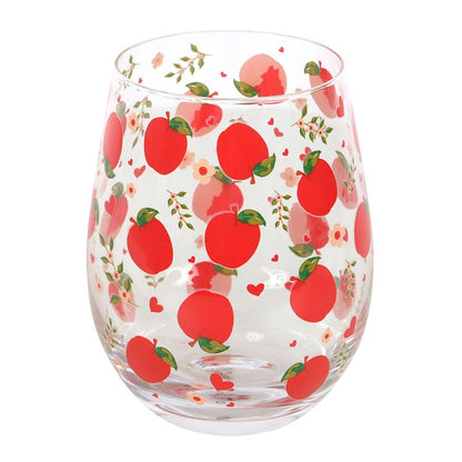 Apple Print Stemless Glass