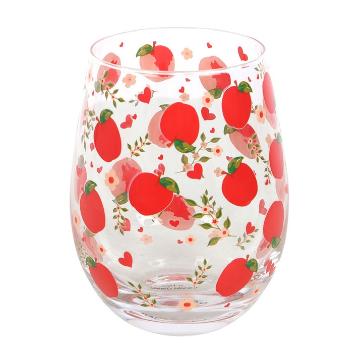 Apple Print Stemless Glass