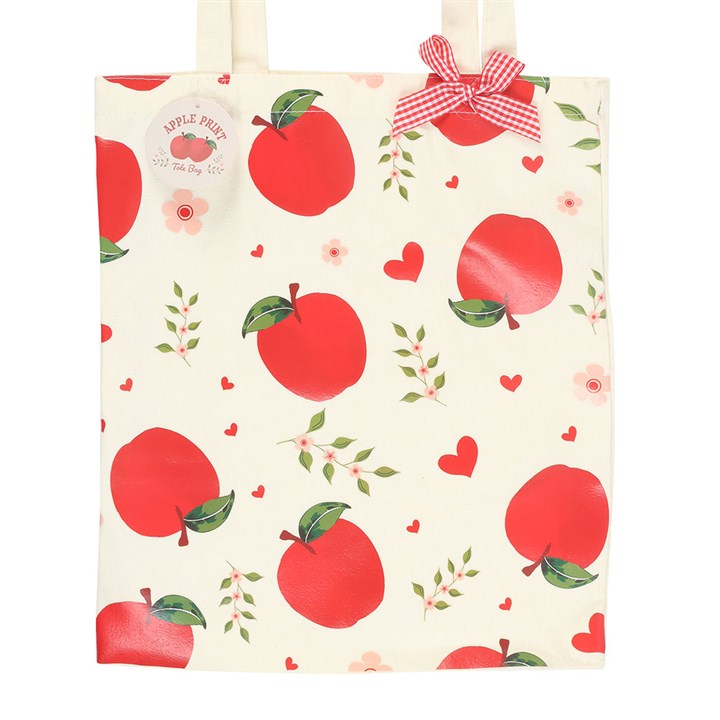 Apple Print Polycotton Tote Bag