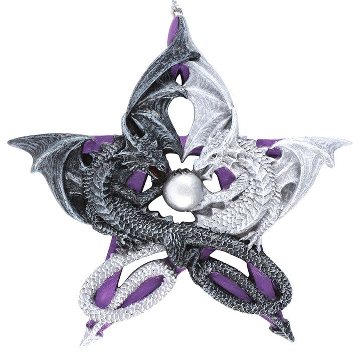 Pentagram Dragon Hanging Ornament by Anne Stokes