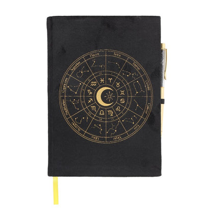 Astrology Wheel A5 Journal with Black Obsidian Pen