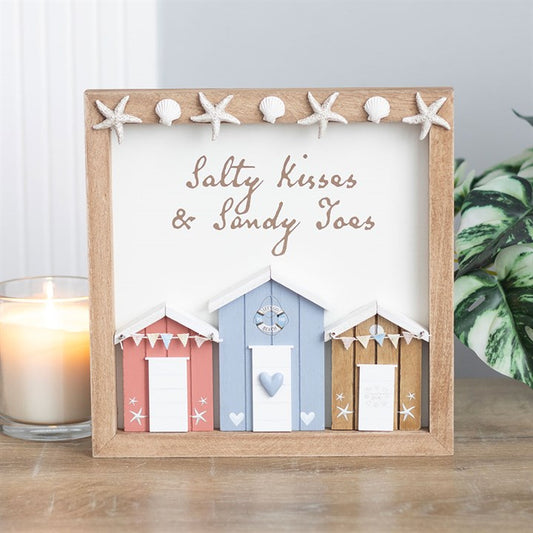 Salty Kisses 3D Shell Beach Hut Plaque