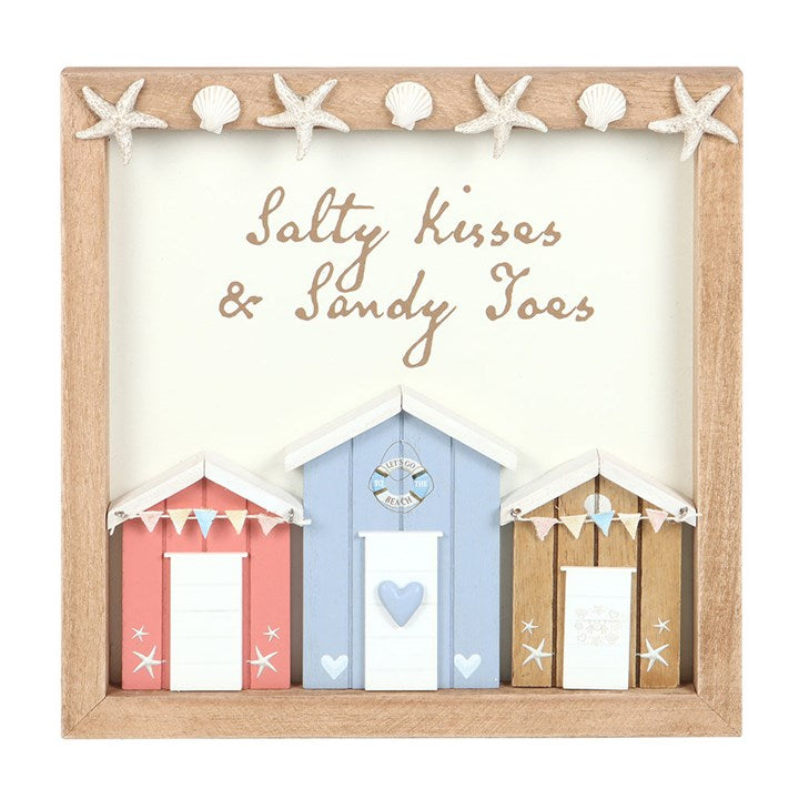 Salty Kisses 3D Shell Beach Hut Plaque