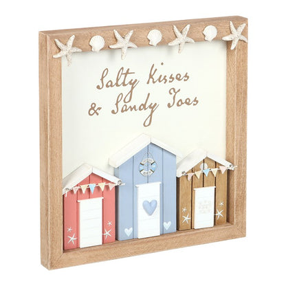 Salty Kisses 3D Shell Beach Hut Plaque