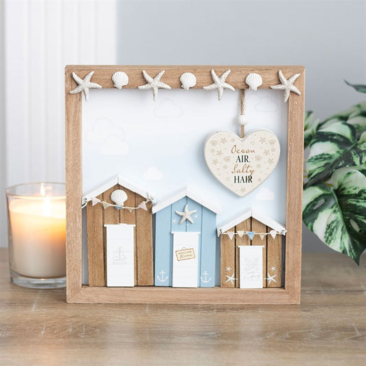 Ocean Air Salty Hair 3D Shell Beach Hut Plaque