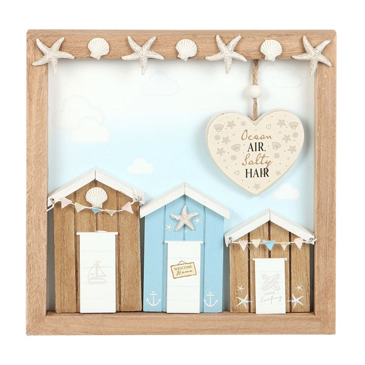 Ocean Air Salty Hair 3D Shell Beach Hut Plaque