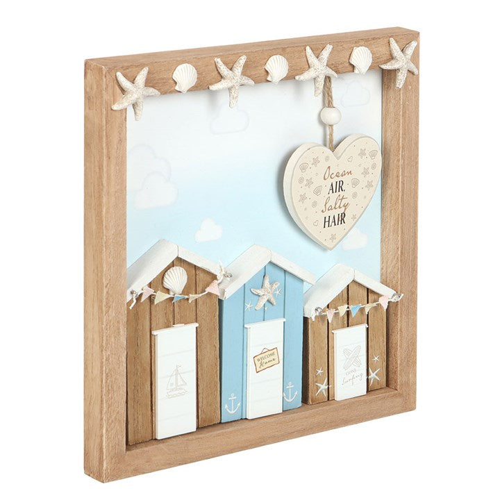 Ocean Air Salty Hair 3D Shell Beach Hut Plaque