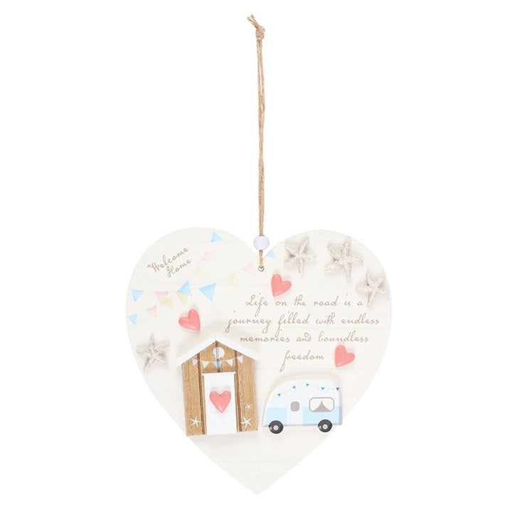 Life on the Road Shell Caravan Hanging Heart Decoration