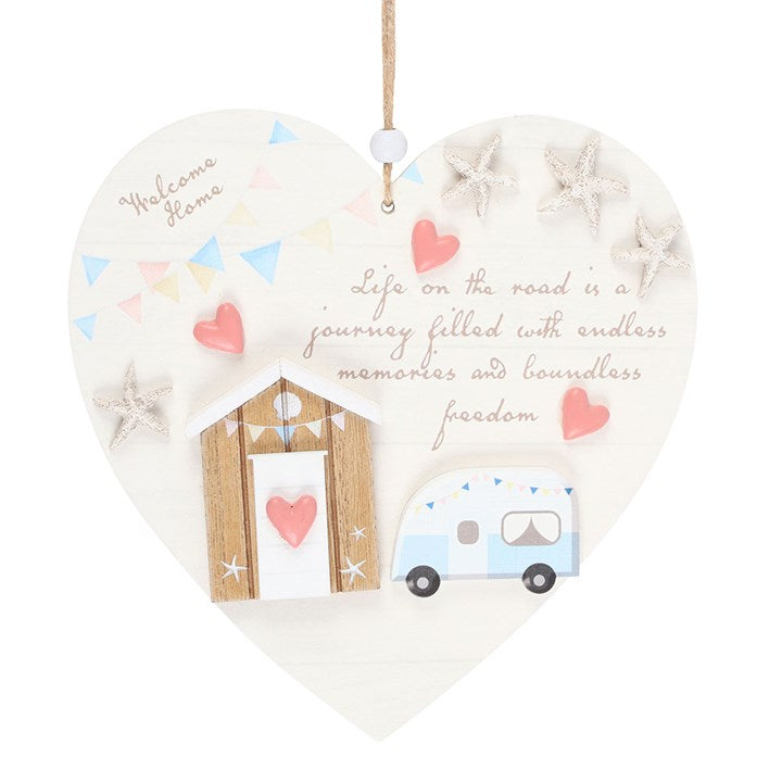 Life on the Road Shell Caravan Hanging Heart Decoration