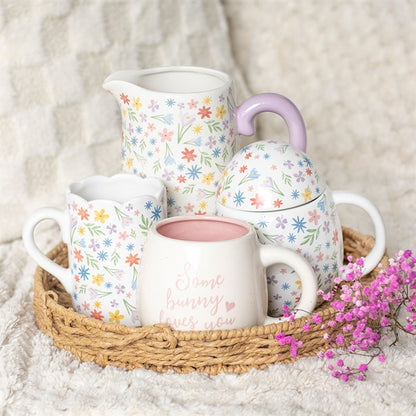 Spring Floral Print Ceramic Flower Jug