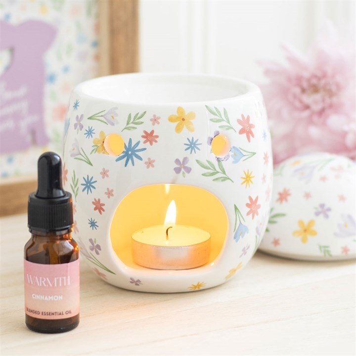 Spring Floral Print Egg Oil Burner and Wax Warmer