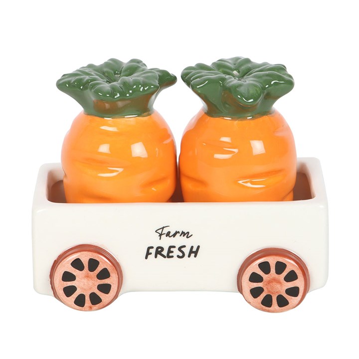 Carrot Salt and Pepper Shakers in Wagon