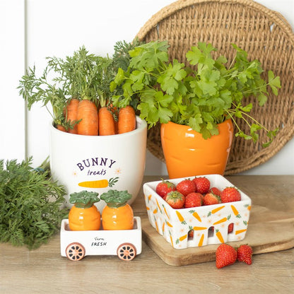 Carrot Salt and Pepper Shakers in Wagon