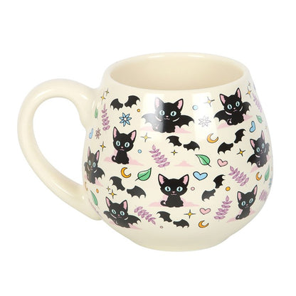 Cute and Creepy Cat Print Rounded Mug