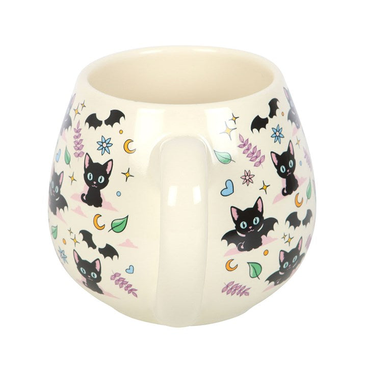 Cute and Creepy Cat Print Rounded Mug