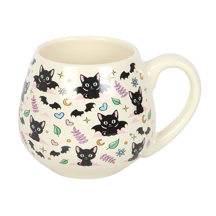 Cute and Creepy Cat Print Rounded Mug