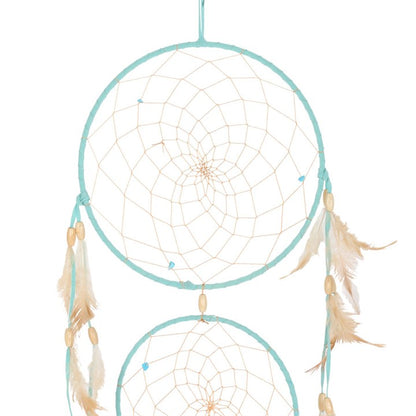 Light Blue Triple Dreamcatcher with Feathers