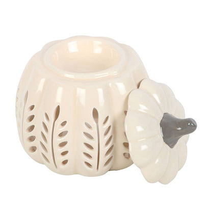 Cream Leaf Cut Out Pumpkin Oil Burner and Wax Warmer