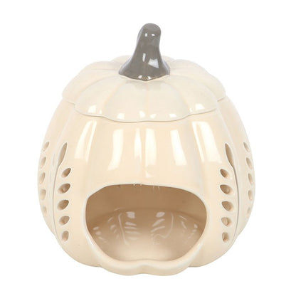 Cream Leaf Cut Out Pumpkin Oil Burner and Wax Warmer