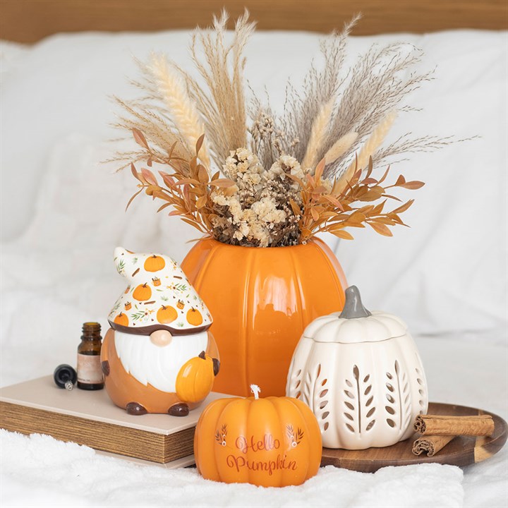 Cream Leaf Cut Out Pumpkin Oil Burner and Wax Warmer