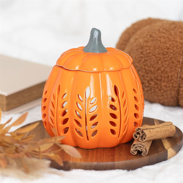 Orange Leaf Cut Out Pumpkin Oil Burner and Wax Warmer