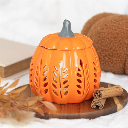 Orange Leaf Cut Out Pumpkin Oil Burner and Wax Warmer