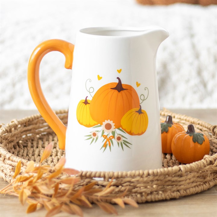 Autumn Pumpkin Ceramic Flower Jug