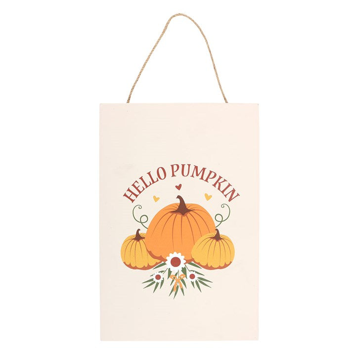 Autumn Days Hello Pumpkin Hanging Sign