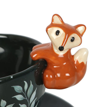 Green Forest Teacup with Fox