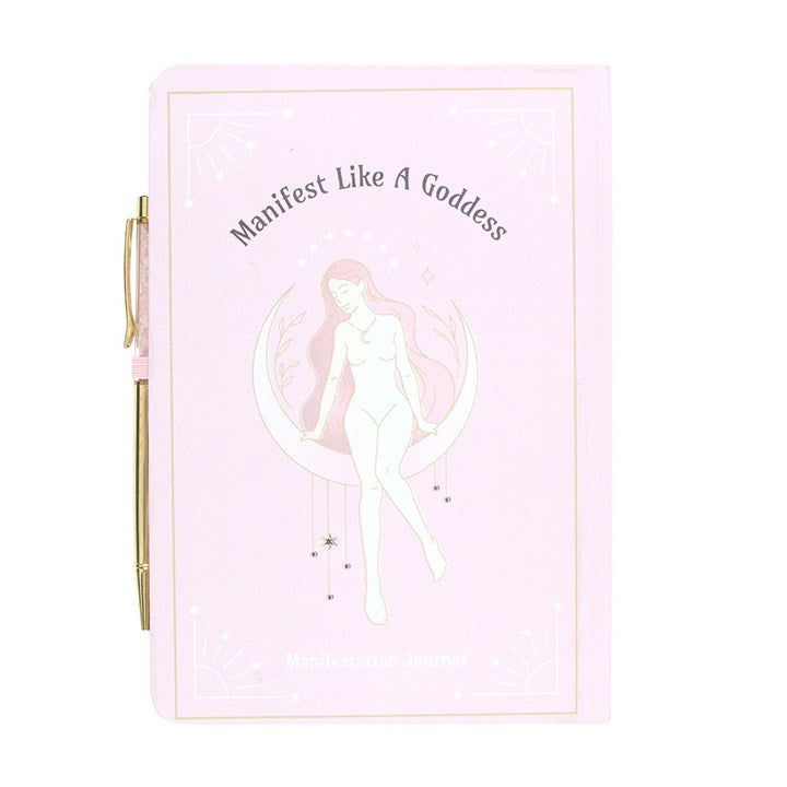 Goddess Energy A5 Manifestation Journal and Rose Quartz Crystal Pen