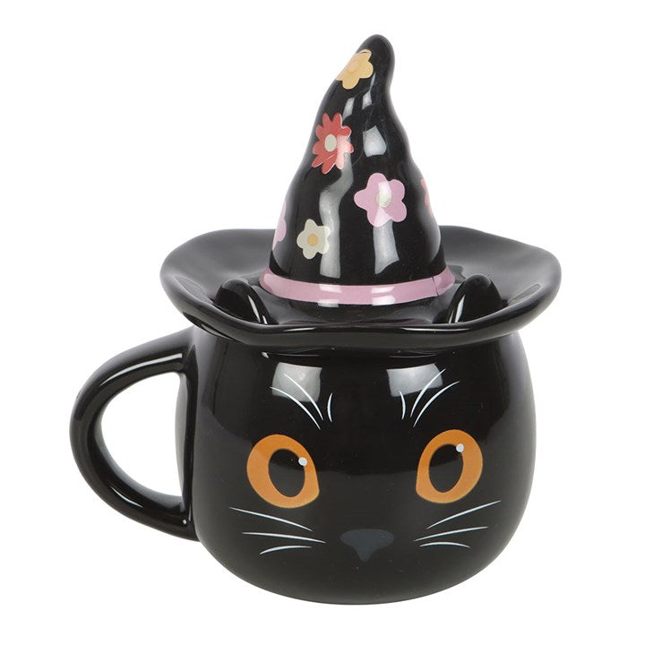 Groovy Witch Cat Lidded Mug