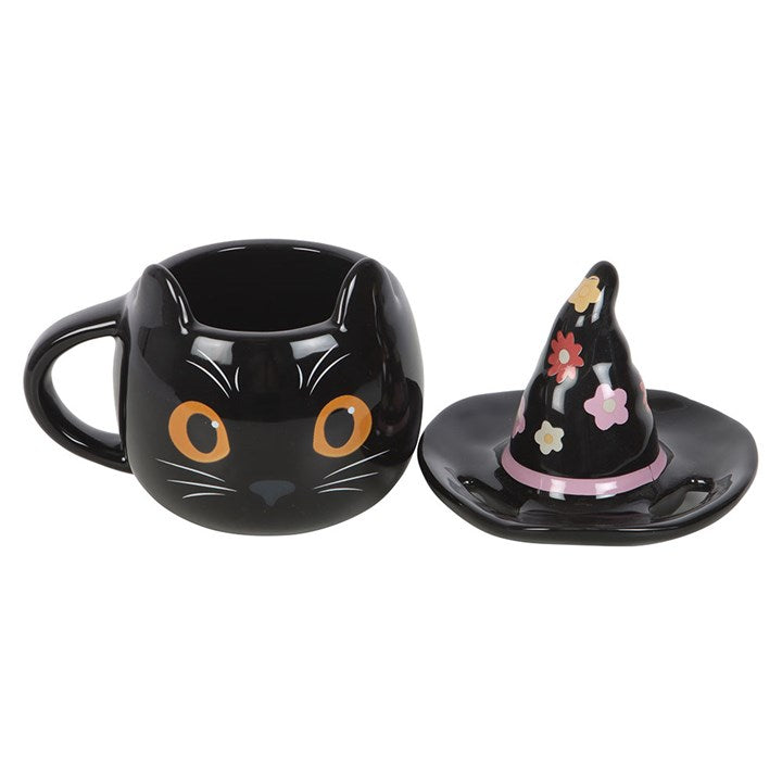 Groovy Witch Cat Lidded Mug