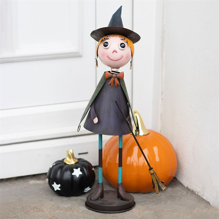 Metal Witch Ornament with Broom