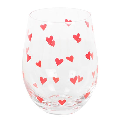 Heart Print Stemless Glass