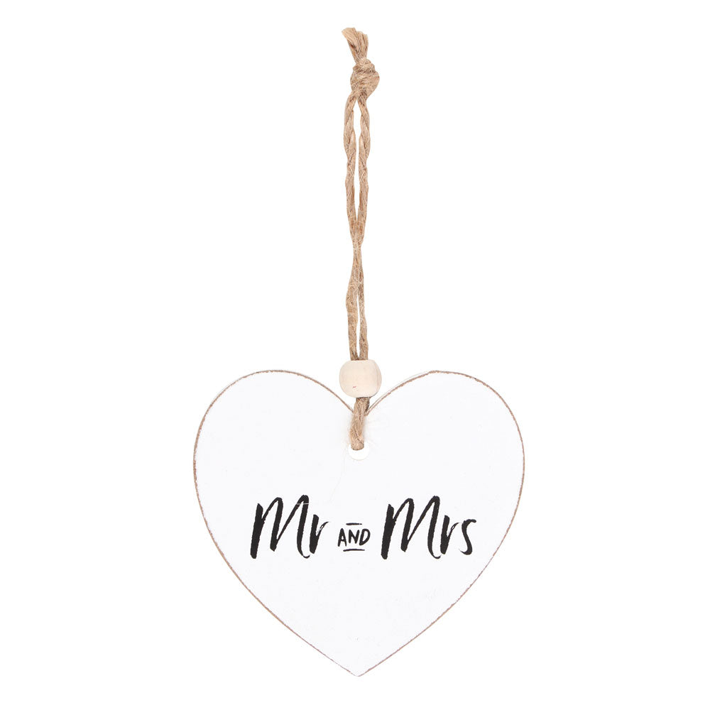 Mr and Mrs Hanging Heart Sentiment Sign