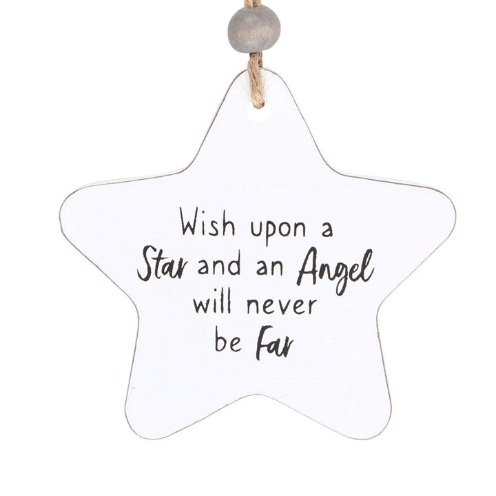 An Angel Will Never Be Far Hanging Star Sentiment Sign