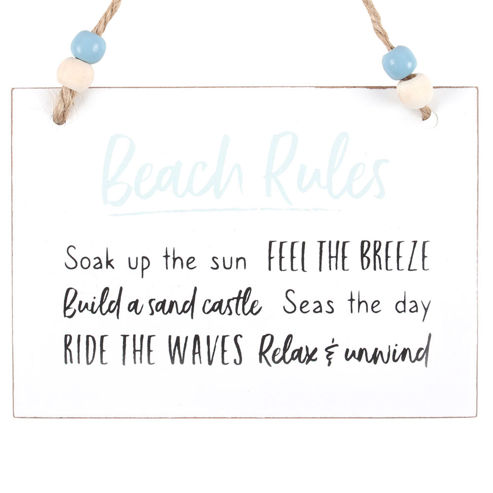 Beach Rules Hanging Sign