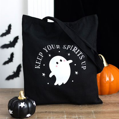 Keep Your Spirits Up Ghost Polycotton Tote Bag