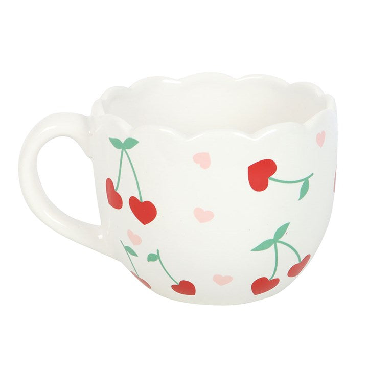 Scalloped Cherry Print Mug