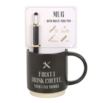 First I Drink Coffee Mug with Multi-tool Pen