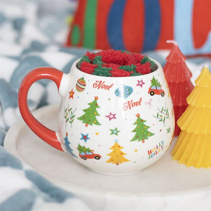 Nostalgic Christmas Print Mug and Socks Set