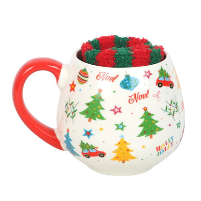 Nostalgic Christmas Print Mug and Socks Set