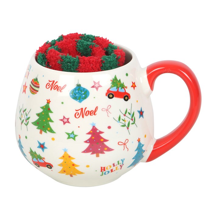 Nostalgic Christmas Print Mug and Socks Set