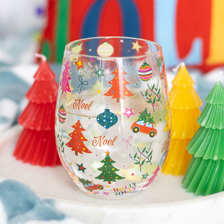 Nostalgic Christmas Print Stemless Glass