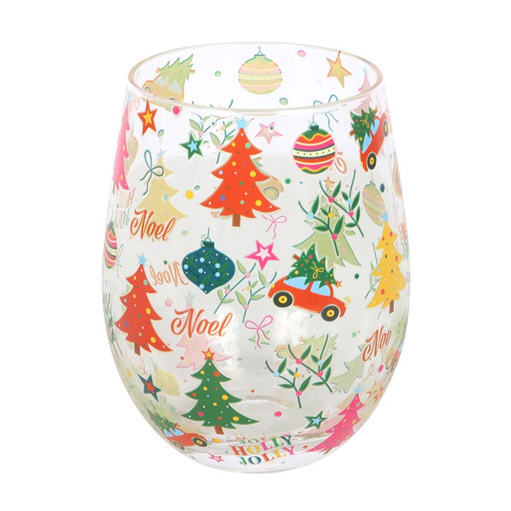 Nostalgic Christmas Print Stemless Glass