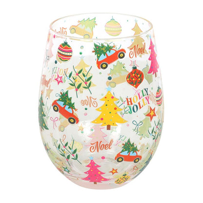 Nostalgic Christmas Print Stemless Glass