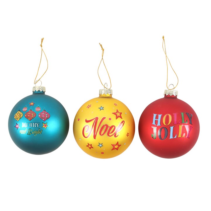 Set of 3 Nostalgic Christmas Glass Baubles