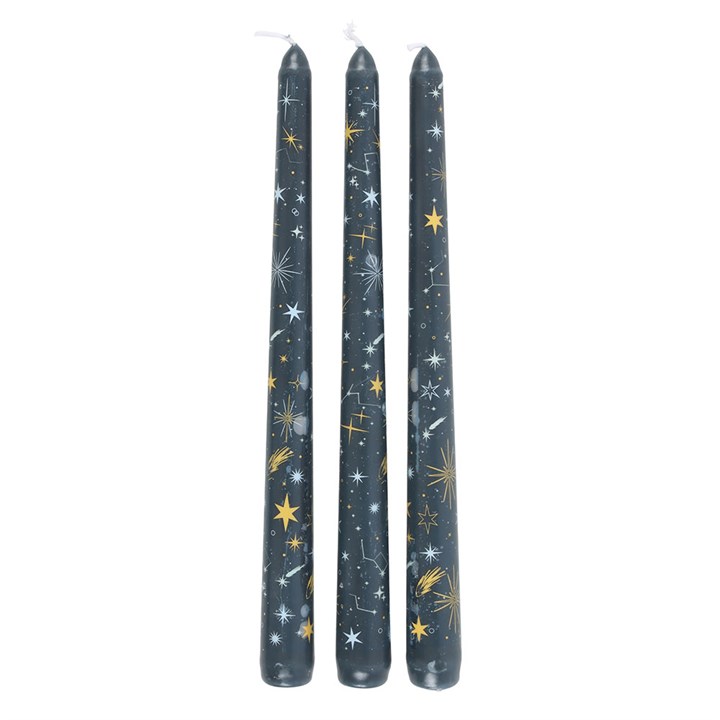 Set of 3 Starry Night Taper Candles